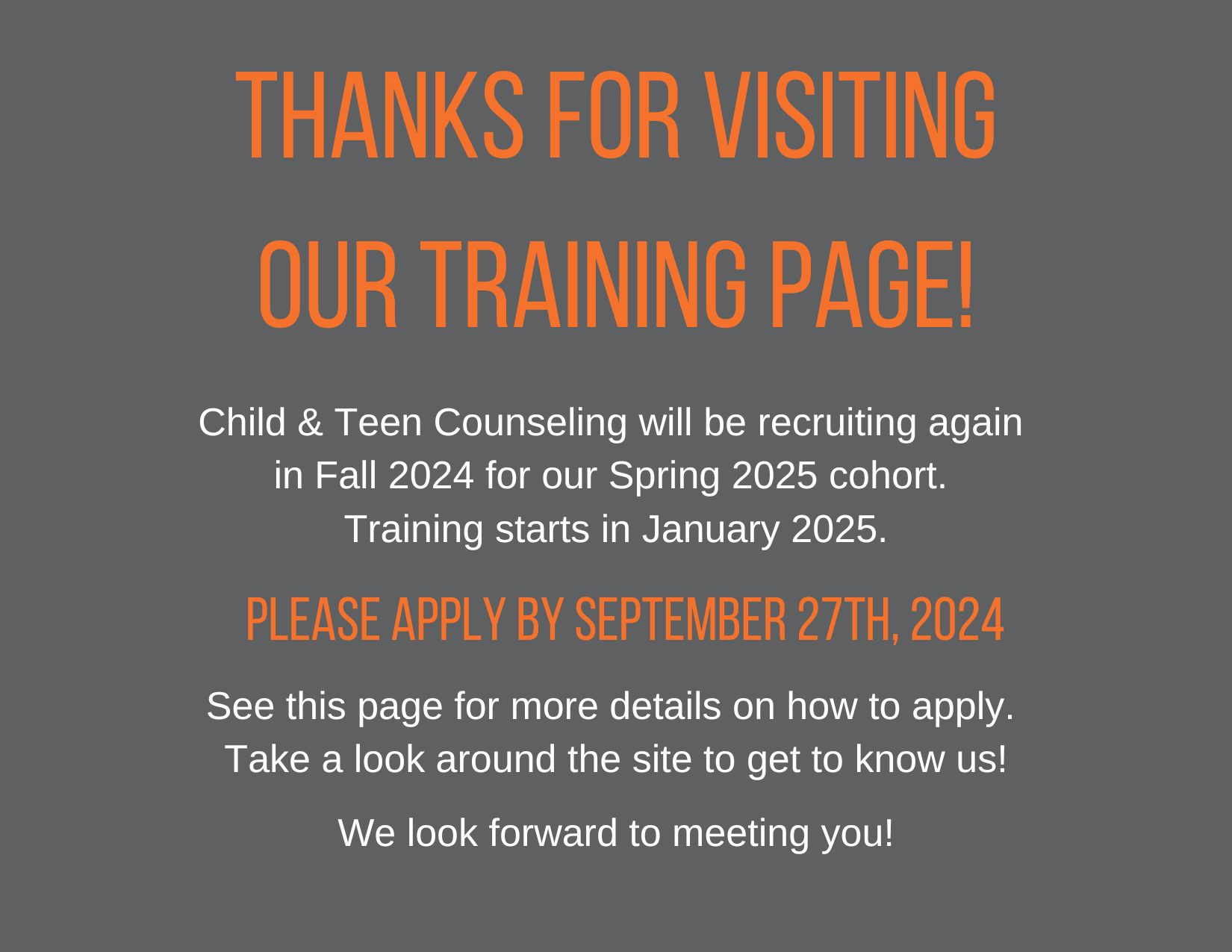 We'll be hiring again in October 2024. Apply by September 27